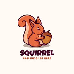 Vector Logo Illustration Squirrel Mascot Cartoon Style.