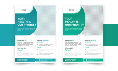 Vector medical a4 flyer bundle design template