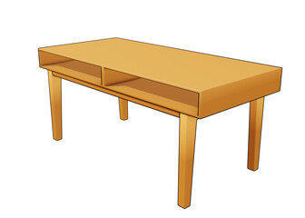 3d wooden table icon isolated object