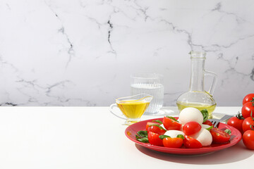 Concept of tasty Italian cuisine food - Caprese salad