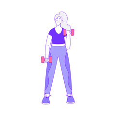 Young Female Lifting Dumbbell Body Training and Sport Workout Vector Illustration