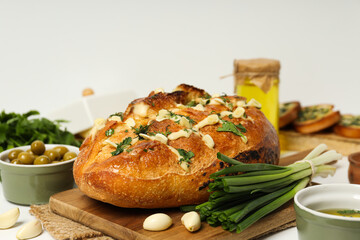 Tasty bakery product - garlic bread, homemade bread