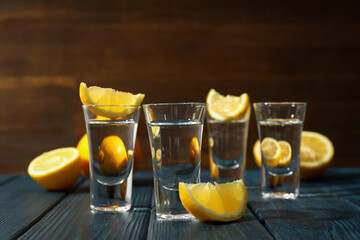 Concept of strong alcohol drink, vodka alcohol