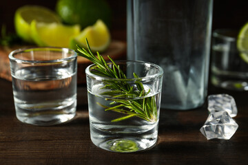 Concept of strong alcohol drink, vodka alcohol