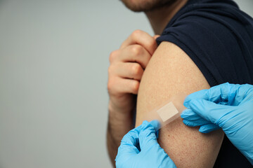 Concept of health care, applying a vaccine
