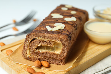 Concept of delicious sweet food - cake roll