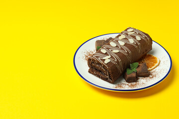 Concept of delicious sweet food - cake roll