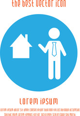 Obraz premium Real estate business vector icon eps 10. Agent pointing at a house.