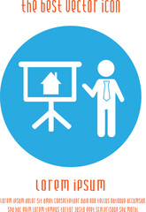 Real estate business vector icon eps 10. Agent pointing at a house.
