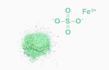 Ferrous Sulfate with chemical  structure, a medicine used to treat and prevent iron deficiency...