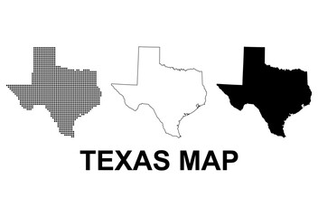 Obraz premium Set of Texas map shape, united states of america. Flat concept vector illustration