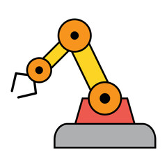 Mechanical robot arm machine icon, technology hydraulic robotic hand, vector illustration