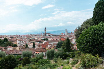 Fototapeta na wymiar Panoramic view of Florence city from the terrace in the Pitti Palace