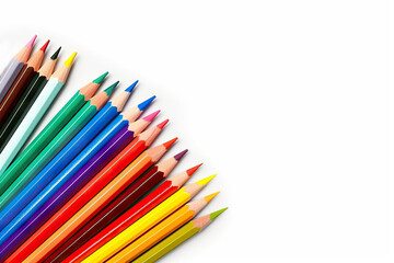 Fototapeta premium Creative Spectrum Color Pencils Zigzag Isolated on Background. created with Generative AI