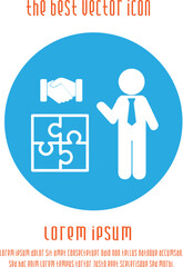 Business partnership cooperation concept. Puzzle pieces handshake businessman. Vector illustration EPS 10.