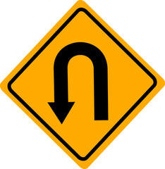 Warning traffic sign U-TURN. Replaceable vector design. © Anita