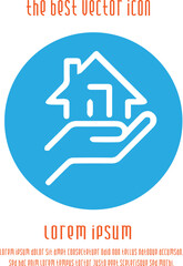 House in hand vector icon. Real estate symbol. Vector illustration EPS 10.