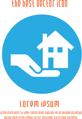 House in hand vector icon. Real estate symbol. Vector illustration EPS 10.