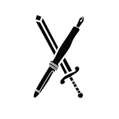 Fotobehang sword and pen silhouette icon. Vector on white background © Awanda