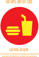 Burger and drink vector icon eps 10. Fast food symbol.