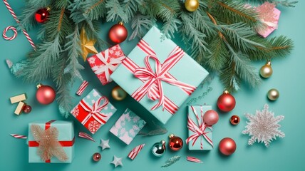 Creative Christmas fir tree made of gift box Generative AI