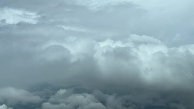 Unique view from a jet&rsquo;s cabin while flying throuh a stomy sky. 10000m high.
