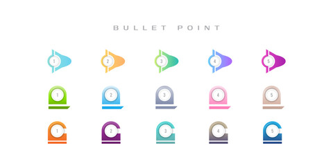 Bullet point number icon vector design with gradient trendy color collection