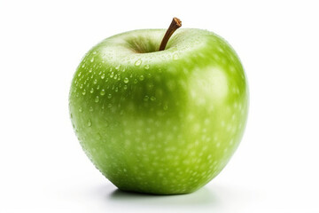 A fresh green apple isolated on a white background. Generative AI illustration.