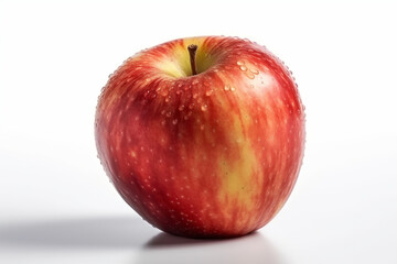 A fresh red apple highlighted on a white background. Generative AI illustration.
