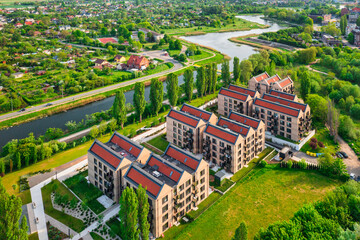 Gdansk skyline with newly built apartments on a sunny day, Poland.