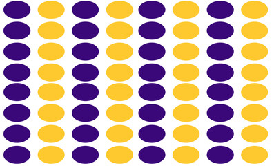 seamless pattern with colorful purple and yellow repeat circles on white background, replete image design for fabric printing
