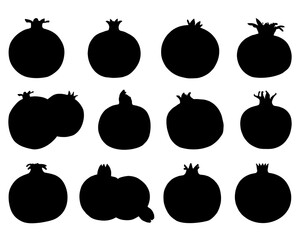 Set of Pomegranate Silhouette