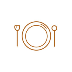 Spoon and Fork Plate Monoline Icon