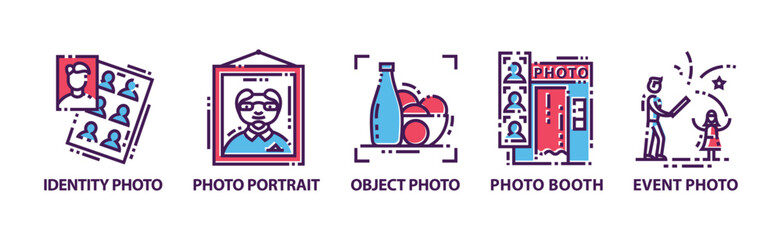 Photography Service and Studio Graphic Icons Vector Set
