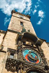 Medieval tower and famous astronomical clock in Prague.