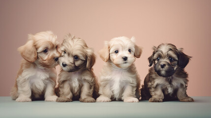 Fototapeta na wymiar Group of adorable puppies of different breeds. Generative AI