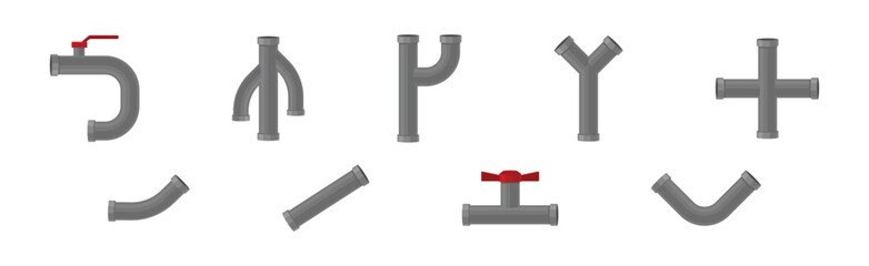 Traps as Shaped Pipe and Plumbing Fixture Vector Set