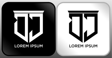 OJ Letter SHIELD Logo Design. Creative Modern O J  Letter icon Black and white