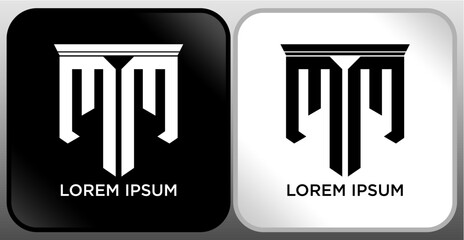 MM Letter SHIELD Logo Design. Creative Modern M M Letter icon Black and white