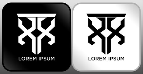 XX Letter SHIELD Logo Design. Creative Modern x x Letter icon Black and white
