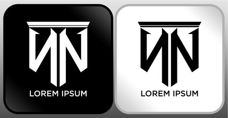 NN Letter SHIELD Logo Design. Creative Modern N N Letter icon Black and white