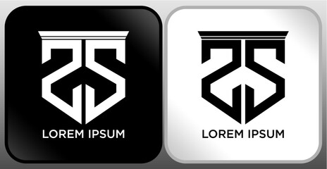 25 Letter SHIELD Logo Design. Creative Modern 25 Letter icon Black and white