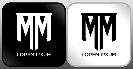 MM Letter SHIELD Logo Design. Creative Modern M M Letter icon Black and white
