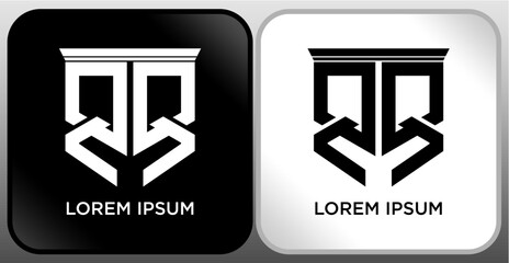 QQ Letter SHIELD Logo Design. Creative Modern Q Q Letter icon Black and white