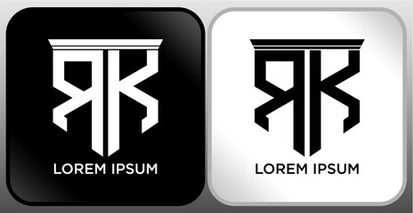 RK Letter SHIELD Logo Design. Creative Modern R K Letter icon Black and white
