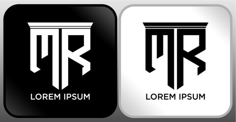 MR Letter SHIELD Logo Design. Creative Modern M R Letter icon Black and white