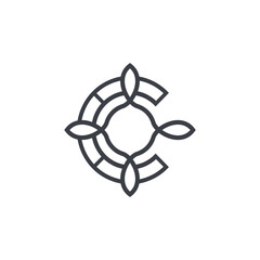 C flower initial letter logo design vector