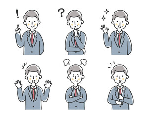 ビジネスマンの表情セット　中高年