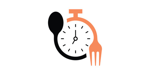 logo design eat time icon vector illustration - obrazy, fototapety, plakaty