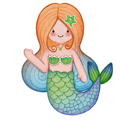 Cute mermaid water color